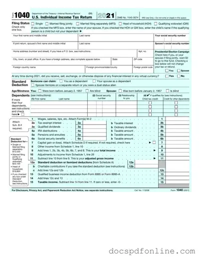 Fill Your IRS 1040 Form