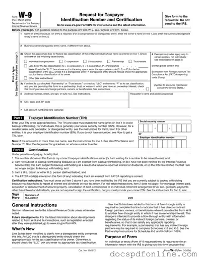 Fill Your IRS W-9 Form