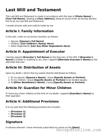 Attorney-Approved Last Will and Testament Document