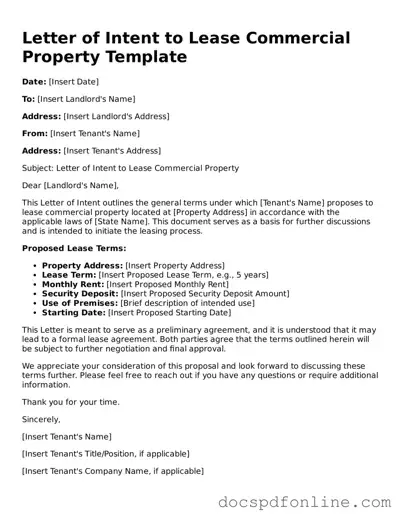 Attorney-Approved Letter of Intent to Lease Commercial Property Document