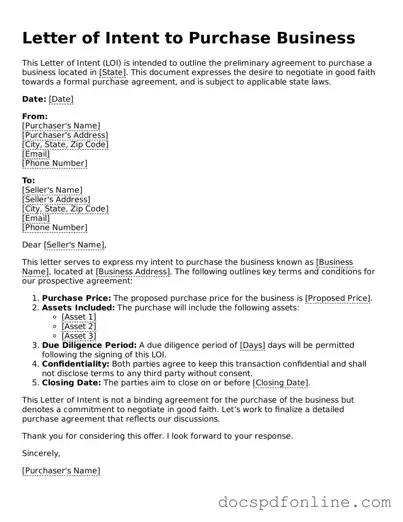 Attorney-Approved Letter of Intent to Purchase Business Document