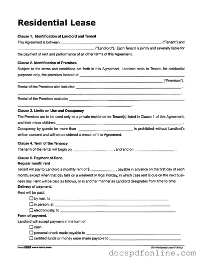 Fill Your Lf310 Residential Lease Form