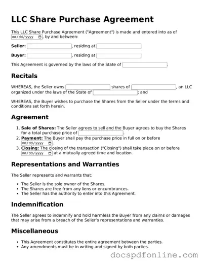 Attorney-Approved LLC Share Purchase Agreement Document