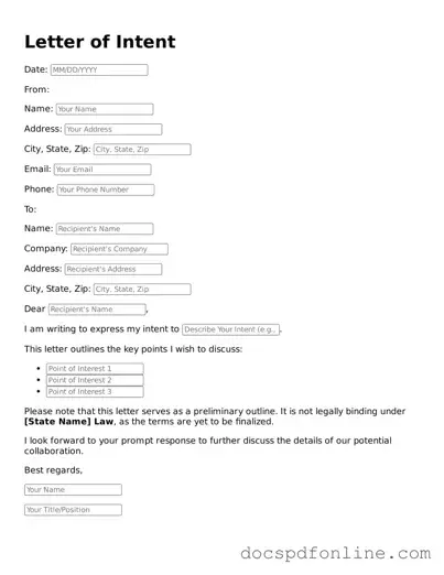 Attorney-Approved Letter of Intent Document