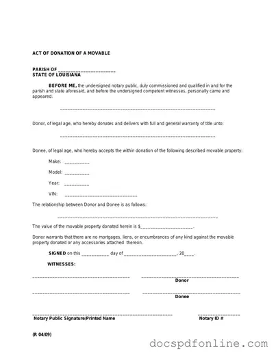 Fill Your Louisiana act of donation Form