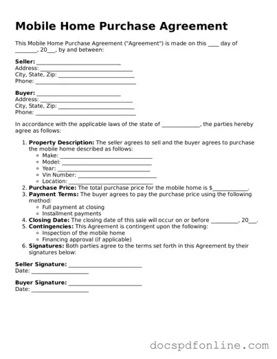 Attorney-Approved Mobile Home Purchase Agreement Document