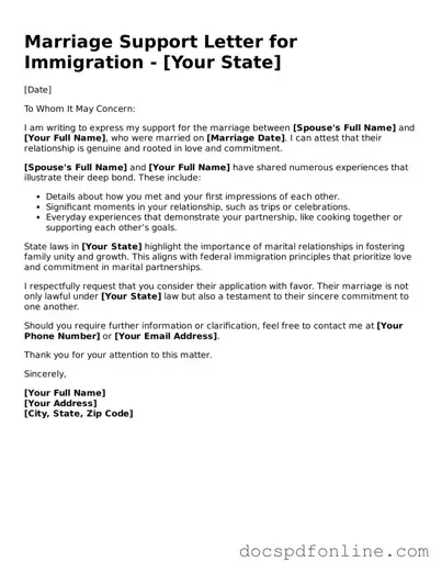 Attorney-Approved Marriage Support Letter for Immigration Document