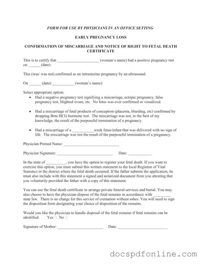 Fill Your Miscarriage Discharge Paper Form