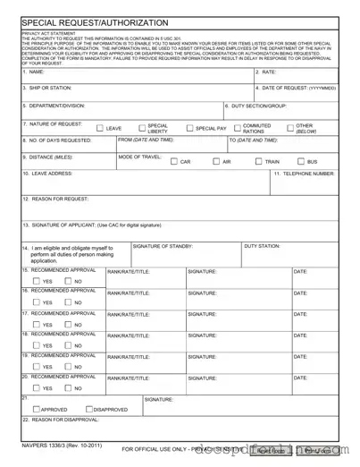 Fill Your Navpers 1336 3 Form
