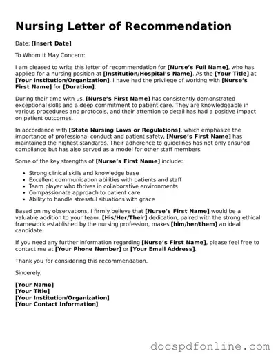 Attorney-Approved Nursing Letter of Recommendation Document