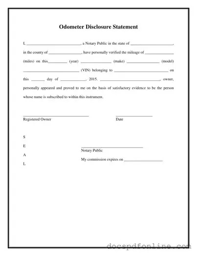 Fill Your Notarized Odometer Statement Form