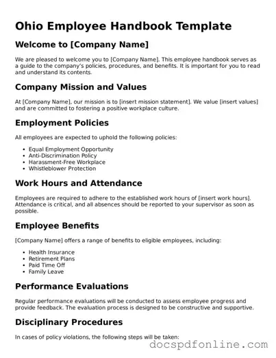 Legal  Employee Handbook Template for Ohio