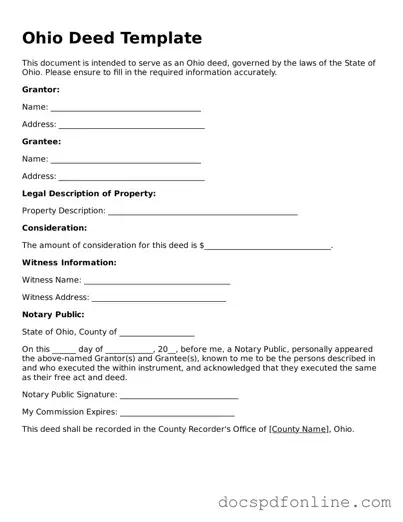Legal  Deed Template for Ohio