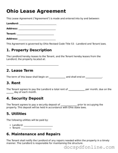 Legal  Lease Agreement Template for Ohio