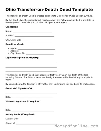 Legal  Transfer-on-Death Deed Template for Ohio