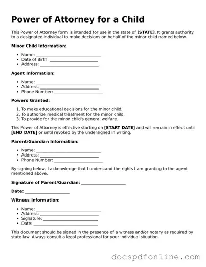 Attorney-Approved Power of Attorney for a Child Document