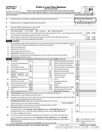 Fill Your IRS Schedule C 1040 Form