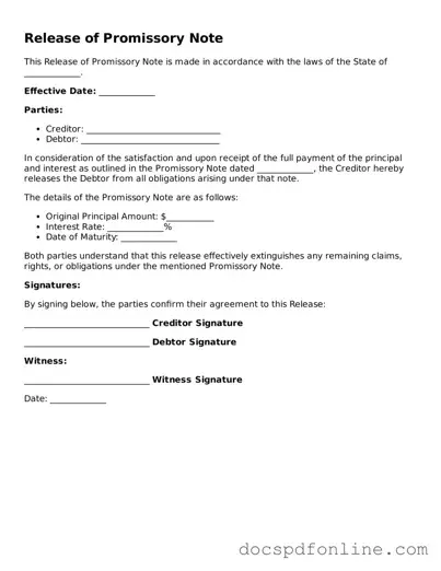 Attorney-Approved Release of Promissory Note Document