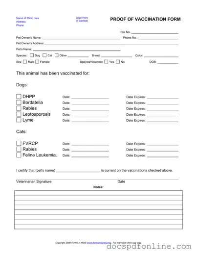 Fill Your Proof Of Vaccination Dog Form