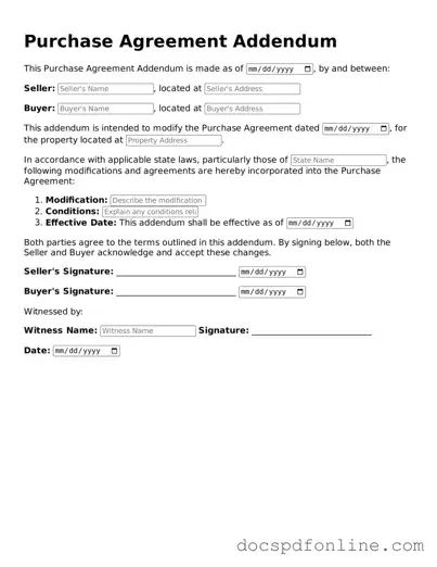 Attorney-Approved Purchase Agreement Addendum Document