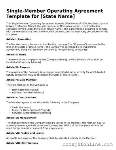 Attorney-Approved Single-Member Operating Agreement Document