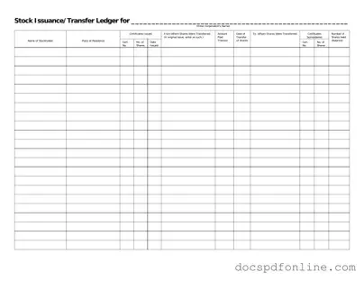 Fill Your Stock Transfer Ledger Form