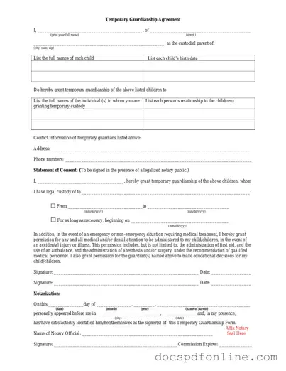 Fill Your Temporary Custody Form