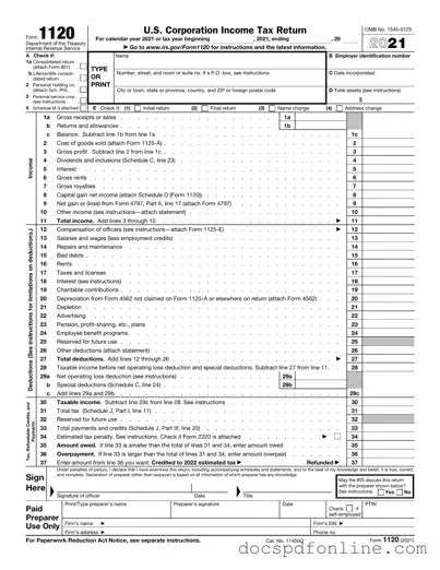 Fill Your IRS 1120 Form