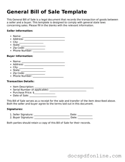 Attorney-Approved General Bill of Sale Document