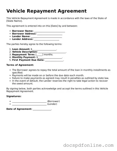 Attorney-Approved Vehicle Repayment Agreement Document