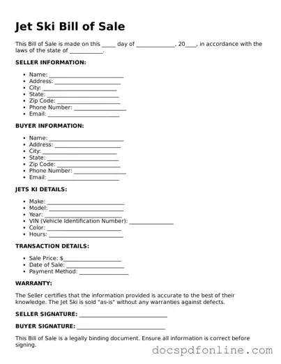 Attorney-Approved Jet Ski Bill of Sale Document