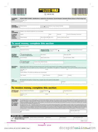 Fill Your Western Union Form