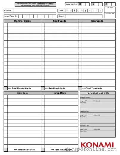 Fill Your Konami Decklist Form