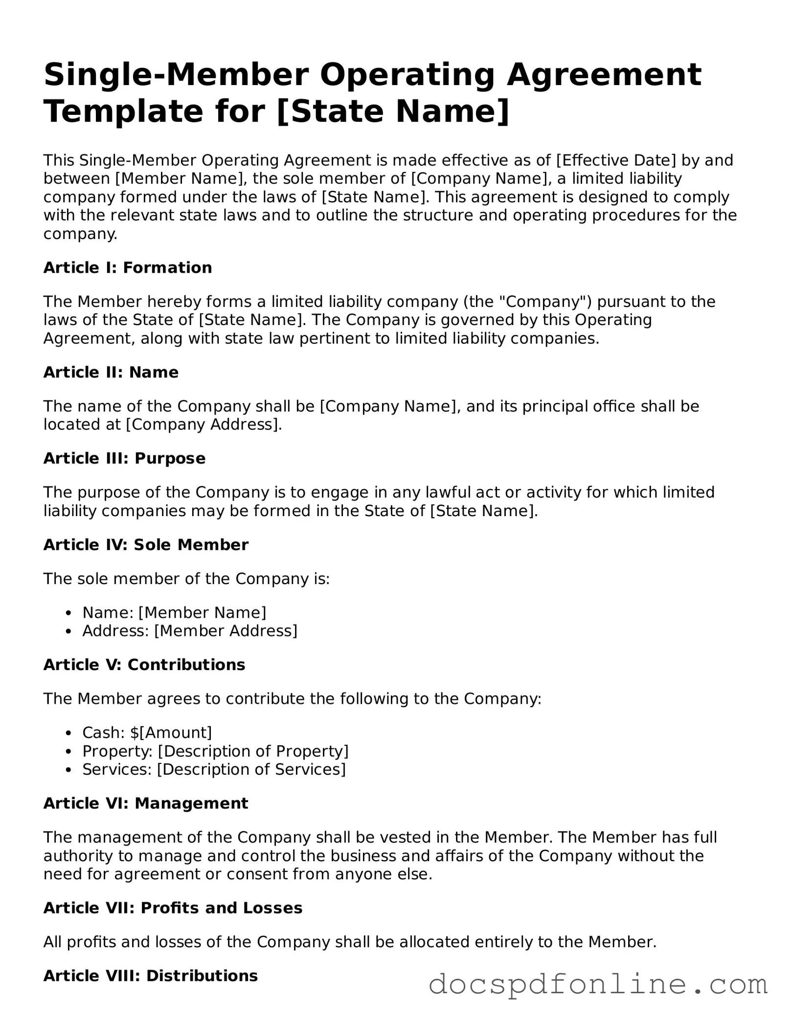 Attorney-Approved Single-Member Operating Agreement Document