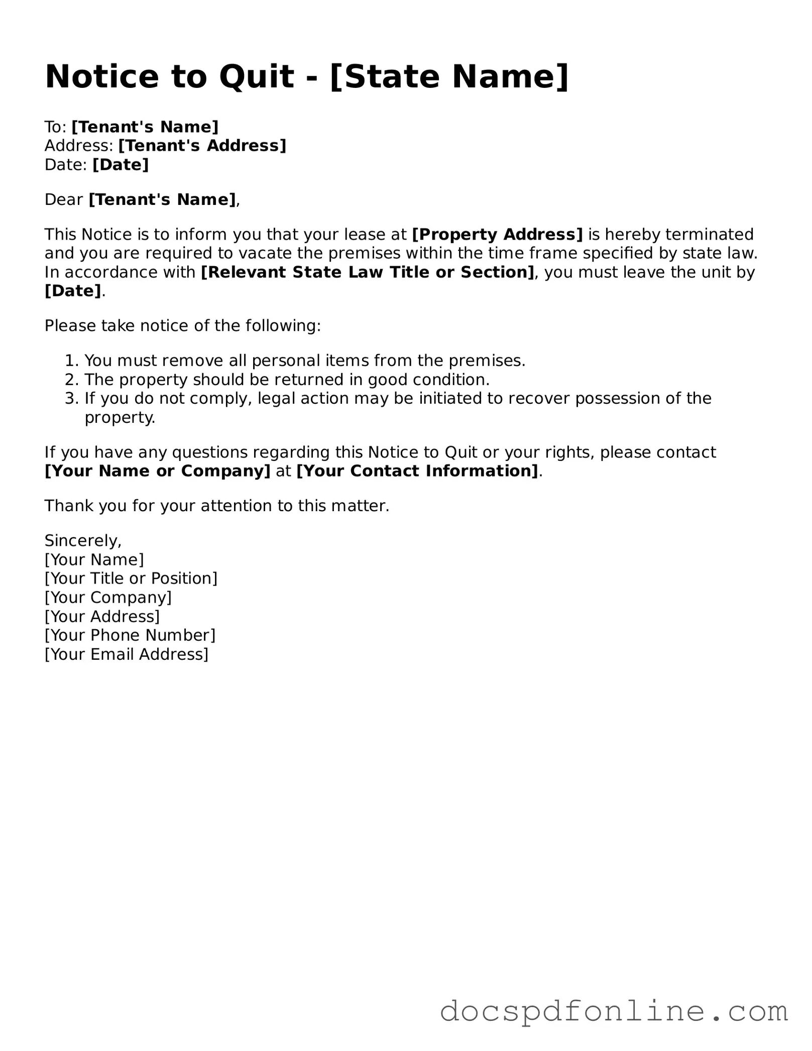 Attorney-Approved Notice to Quit Document
