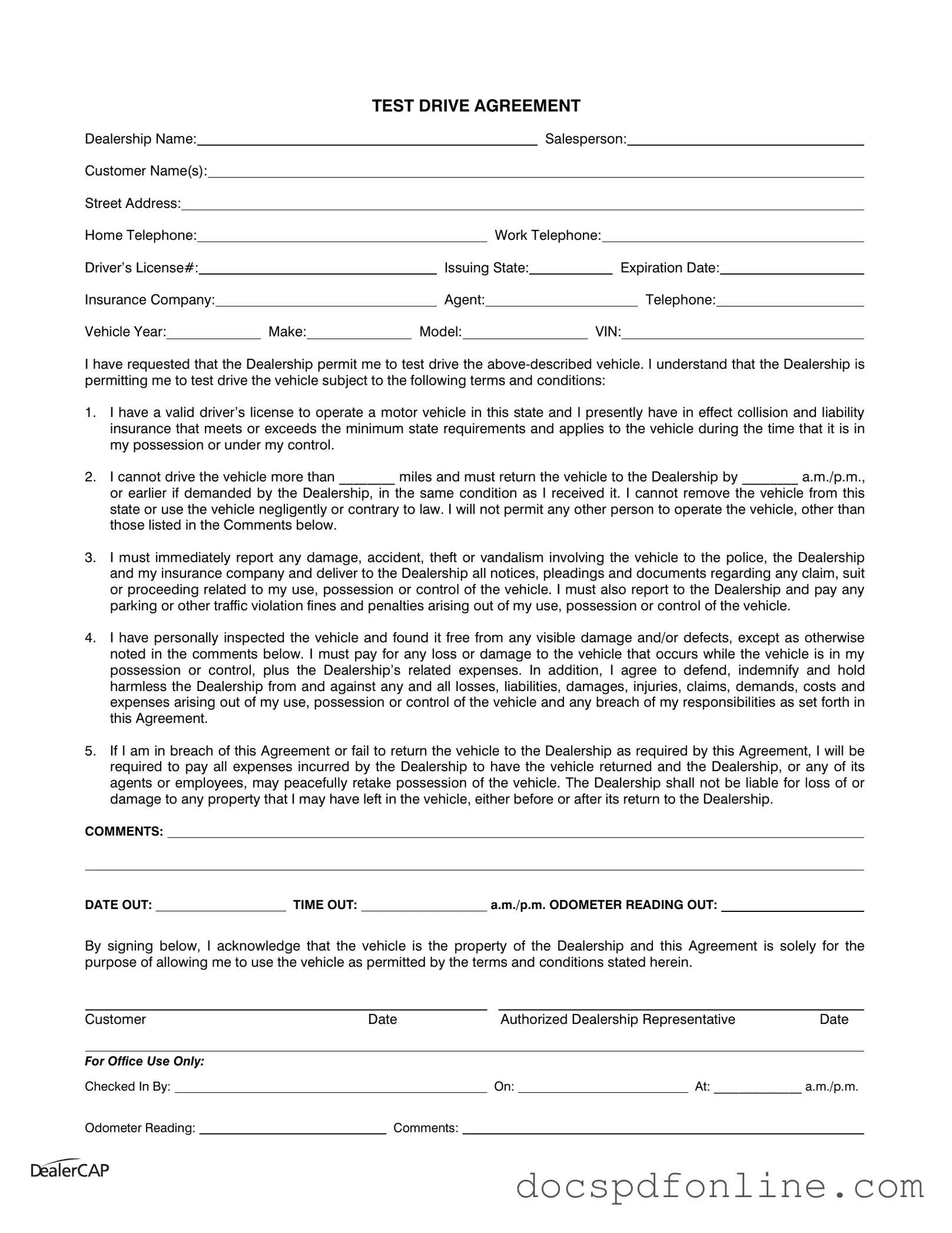 Fill Your Test Drive Form