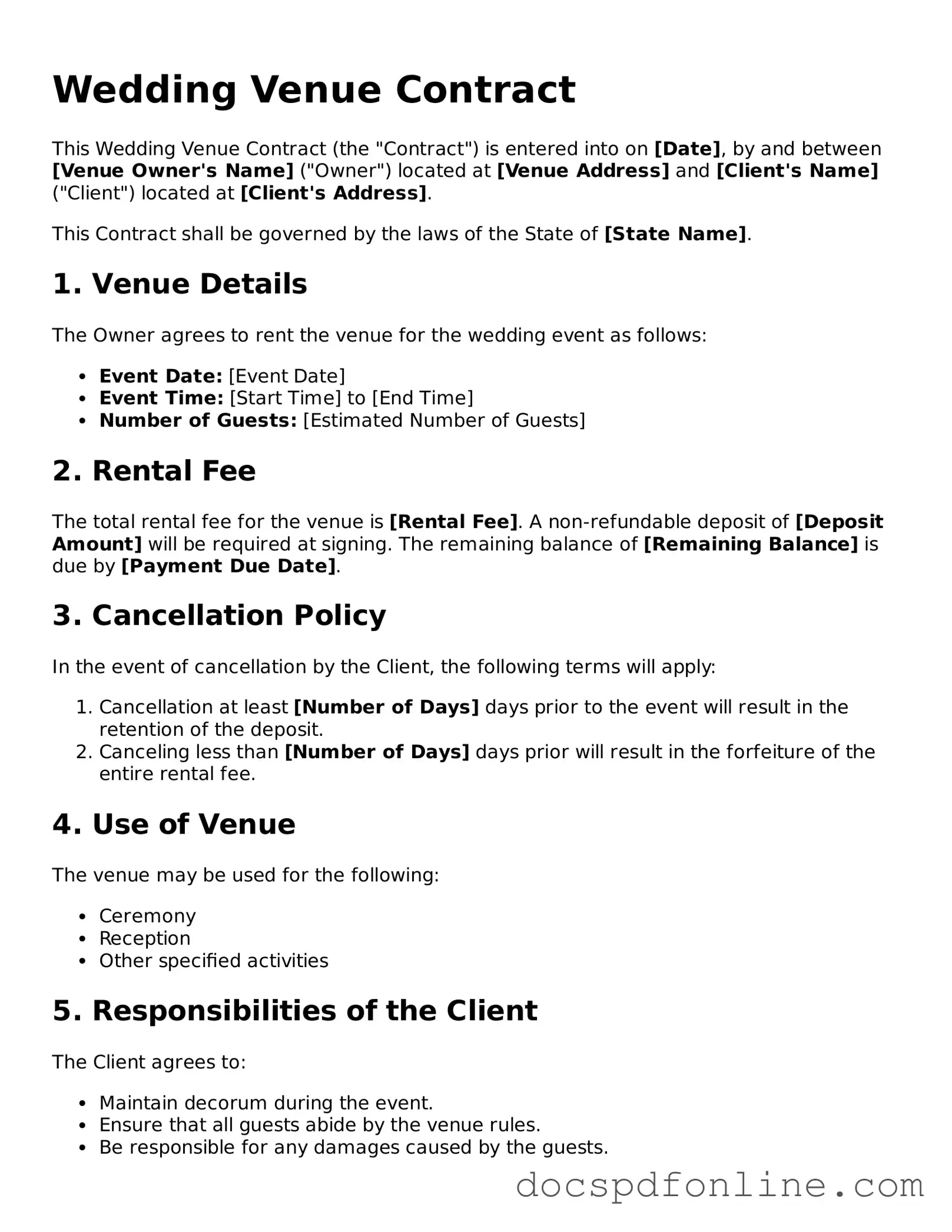 Attorney-Approved Wedding Venue Contract Document